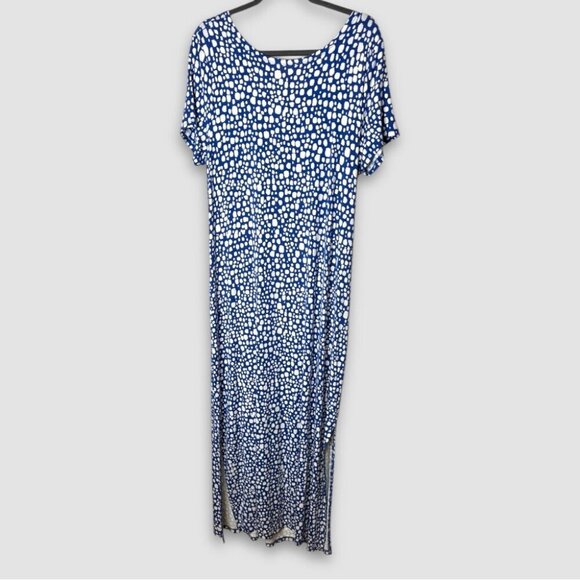 ELOQUII Elements Blue and White Printed Rayon Women's Maxi Dress Size 18/20 - Picture 4 of 13